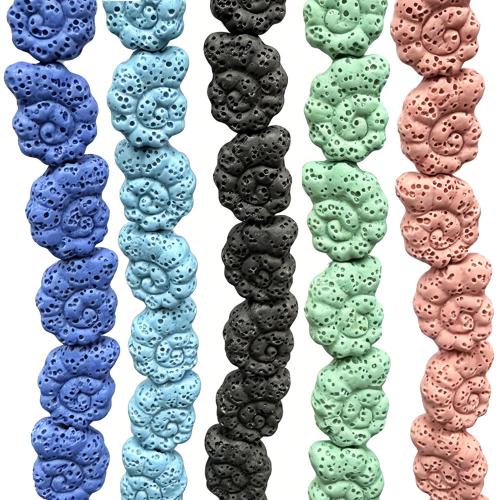 Perles de lave naturelle, lave volcanique, conque, DIY, plus de couleurs à choisir, 13x16mm, Environ 25PC/brin, Vendu par brin