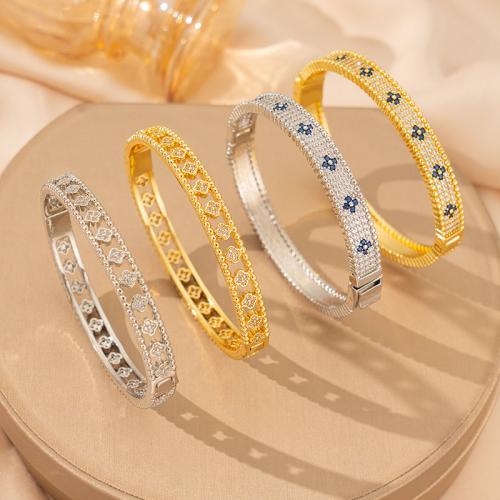 Brass Bangle, plated, for woman & with rhinestone, more colors for choice, 70x8mm, Sold By PC