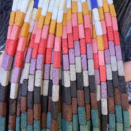 Natürliche Lava Perlen, Rechteck, DIY, keine, 4x13mm, verkauft von Strang