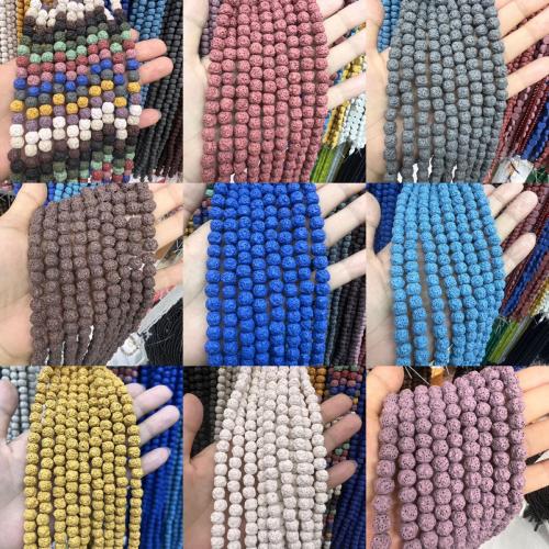 Natürliche Lava Perlen, rund, DIY, keine, 8mm, verkauft per ca. 35-38 cm Strang