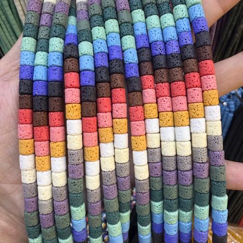 Natürliche Lava Perlen, Zylinder, DIY & verschiedene Größen vorhanden, keine, verkauft per ca. 35-38 cm Strang