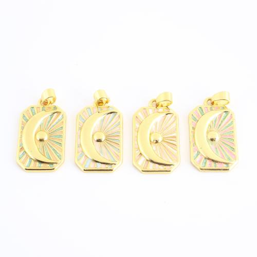 Bijoux pendentifs en laiton, Motif géométrique, Placage de couleur d'or, DIY & émail, plus de couleurs à choisir, 34x16x3mm, Vendu par PC