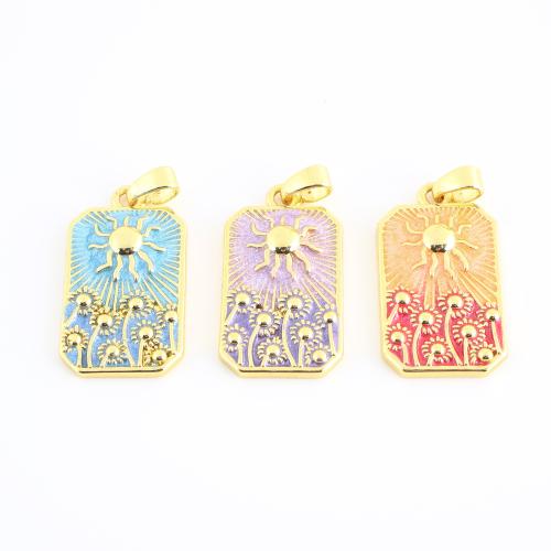 Bijoux pendentifs en laiton, Motif géométrique, Placage de couleur d'or, DIY & émail, plus de couleurs à choisir, 34x16x4mm, Vendu par PC