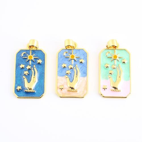 Bijoux pendentifs en laiton, Motif géométrique, Placage de couleur d'or, DIY & émail, plus de couleurs à choisir, 33x15x3mm, Vendu par PC