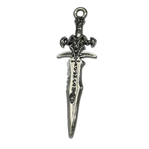 Tibetan Style Pendants, Sword, plated, DIY, 20x63mm, Sold By PC