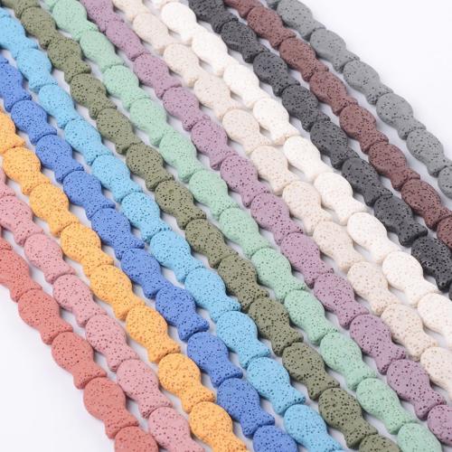 Perles de lave naturelle, lave volcanique, poisson, DIY, plus de couleurs à choisir, 10x20mm, Environ 19PC/brin, Vendu par brin