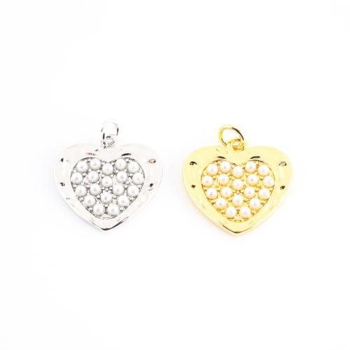 Pendentifs coeur en laiton, avec perle de plastique, Placage, DIY, plus de couleurs à choisir, 20x13x3mm, Vendu par PC