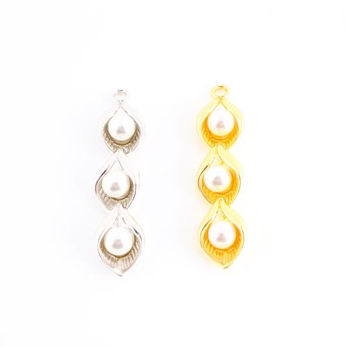 Bijoux pendentifs en laiton, avec perle de plastique, Placage, DIY, plus de couleurs à choisir, 39x9x6mm, Vendu par PC