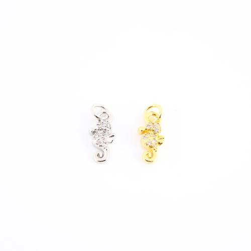 Cubique Pendentif en laiton zircon pavent, hippocampe, Placage, DIY & pavé de micro zircon, plus de couleurs à choisir, 16x5x2mm, Vendu par PC