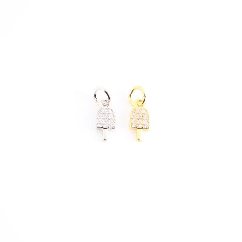 Cubique Pendentif en laiton zircon pavent, crème glacée, Placage, DIY & pavé de micro zircon, plus de couleurs à choisir, 15x5x2mm, Vendu par PC