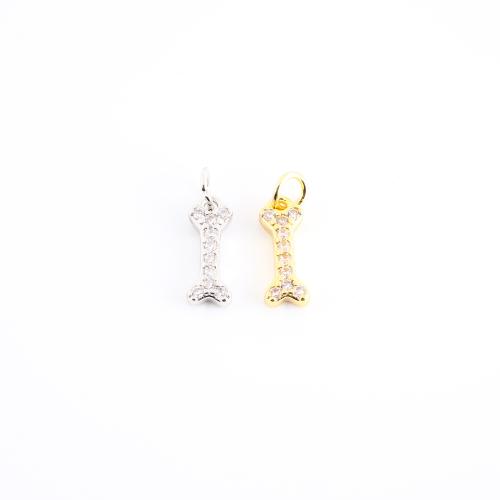 Cubique Pendentif en laiton zircon pavent, os, Placage, DIY & pavé de micro zircon, plus de couleurs à choisir, 16x5x2mm, Vendu par PC
