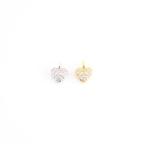 Cubique Pendentif en laiton zircon pavent, coeur, Placage, DIY & pavé de micro zircon, plus de couleurs à choisir, 9x7x4mm, Vendu par PC