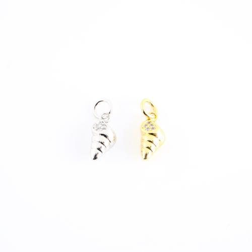 Cubique Pendentif en laiton zircon pavent, conque, Placage, DIY & pavé de micro zircon, plus de couleurs à choisir, 16x6x6mm, Vendu par PC