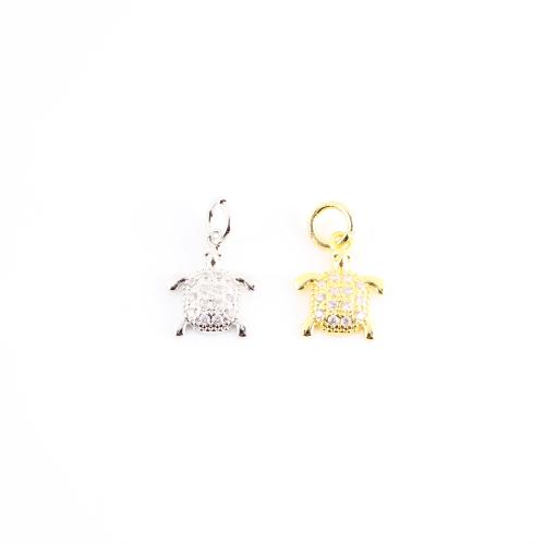 Cubique Pendentif en laiton zircon pavent, tortue, Placage, DIY & pavé de micro zircon, plus de couleurs à choisir, 14x10x2mm, Vendu par PC