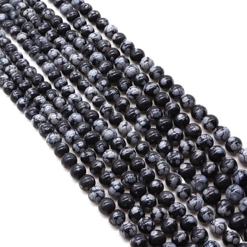 Perles obsidiennes flocon de neige, obsidien flocon de neige, Rond, DIY & normes différentes pour le choix, Vendu par Environ 38 cm brin
