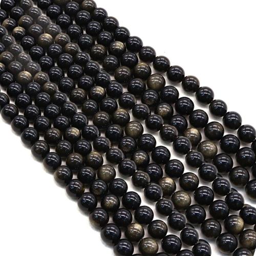 Perles bijoux en pierres gemmes, or Obsidian, Rond, poli, DIY & normes différentes pour le choix, Vendu par Environ 38 cm brin