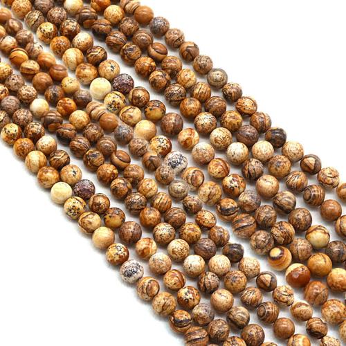 Perles bijoux en pierres gemmes, jaspe de photo, Rond, poli, DIY & normes différentes pour le choix, Vendu par Environ 38 cm brin