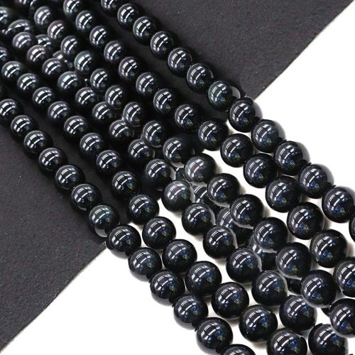 Perles obsidienne noire, Rond, DIY & normes différentes pour le choix, Vendu par Environ 38 cm brin