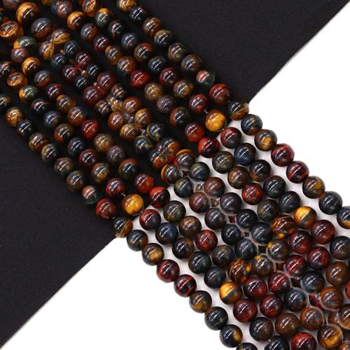 Perles oeil de tigre, Rond, DIY & normes différentes pour le choix, multicolore, Vendu par Environ 38 cm brin