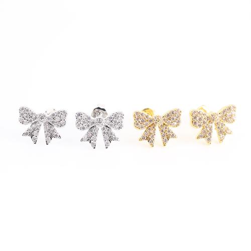 metal Arito, Lazo, chapado, micro arcilla de zirconia cúbica & para mujer, más colores para la opción, 10x13x14mm, Vendido por Par