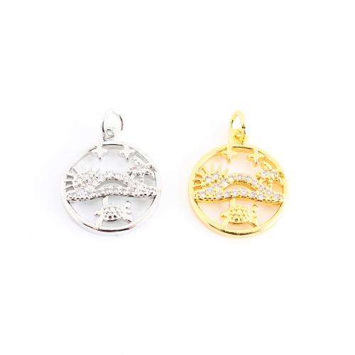 Cubique Pendentif en laiton zircon pavent, Placage, DIY & pavé de micro zircon & creux, plus de couleurs à choisir, 22x16x3mm, Vendu par PC