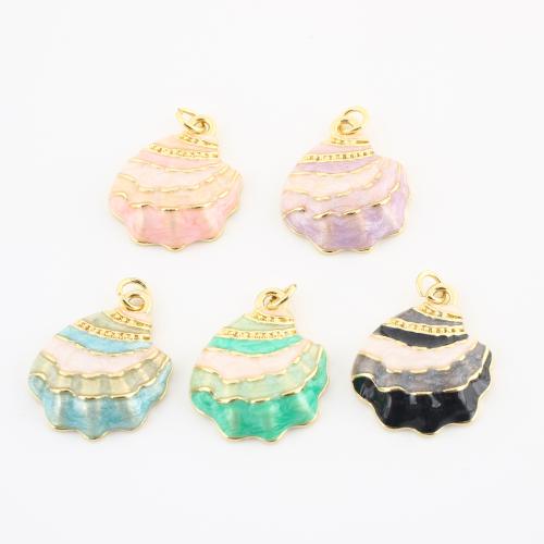 Bijoux pendentifs en laiton, coquille, Placage de couleur d'or, DIY & émail, plus de couleurs à choisir, 25x19x4mm, Vendu par PC