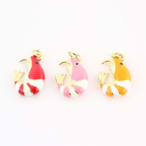 Bijoux pendentifs en laiton, homard, Placage de couleur d'or, DIY & émail, plus de couleurs à choisir, 20x12x5mm, Vendu par PC