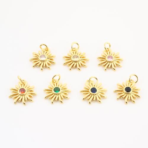 Cubique Pendentif en laiton zircon pavent, Placage de couleur d'or, DIY & pavé de micro zircon, plus de couleurs à choisir, 17x14x2mm, Vendu par PC
