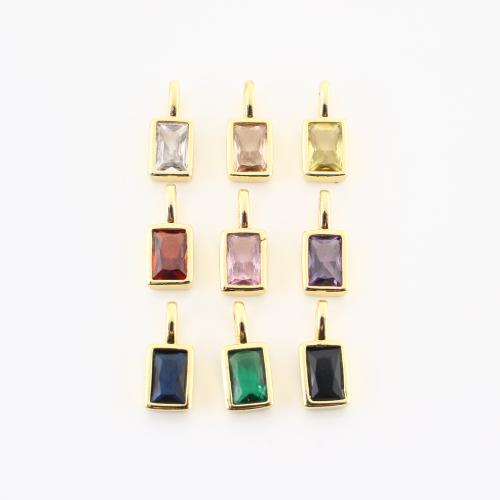 Cubique Pendentif en laiton zircon pavent, rectangle, Placage de couleur d'or, DIY & pavé de micro zircon, plus de couleurs à choisir, 12x5x4mm, Vendu par PC