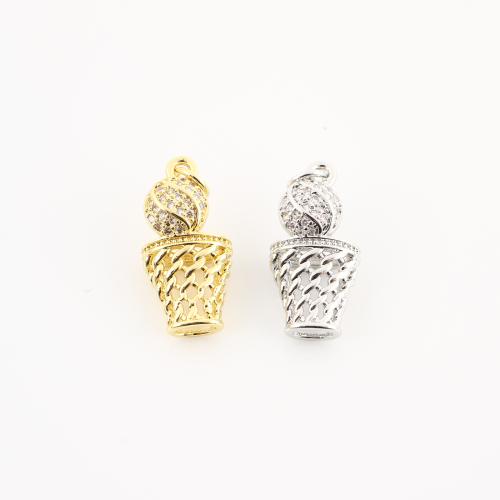 Cubique Pendentif en laiton zircon pavent, Placage, DIY & pavé de micro zircon & creux, plus de couleurs à choisir, 23x10x7mm, Vendu par PC