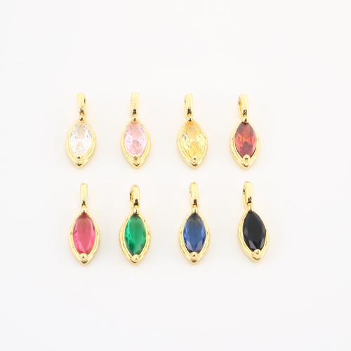 Cúbicos Circonia Colgante Latón Micro pavimenta, metal, Gota, chapado en color dorado, Bricolaje & micro arcilla de zirconia cúbica, más colores para la opción, 15x5x4mm, Vendido por UD