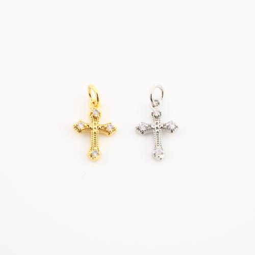 Cúbicos Circonia Colgante Latón Micro pavimenta, metal, Cruces, chapado, Bricolaje & micro arcilla de zirconia cúbica, más colores para la opción, 17x9x2mm, Vendido por UD