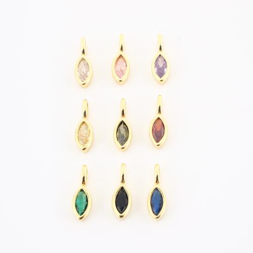 Cúbicos Circonia Colgante Latón Micro pavimenta, metal, Gota, chapado en color dorado, Bricolaje & micro arcilla de zirconia cúbica, más colores para la opción, 12x4x3mm, Vendido por UD
