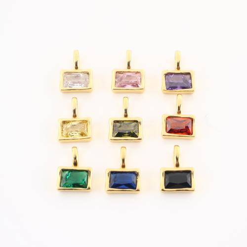 Cúbicos Circonia Colgante Latón Micro pavimenta, metal, Rectángular, chapado en color dorado, Bricolaje & micro arcilla de zirconia cúbica, más colores para la opción, 10x7x4mm, Vendido por UD