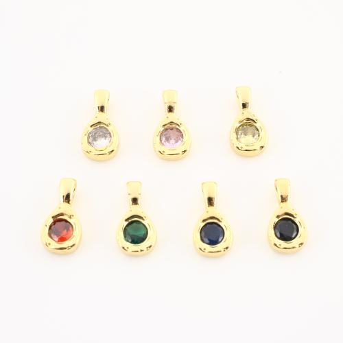 Cúbicos Circonia Colgante Latón Micro pavimenta, metal, chapado en color dorado, Bricolaje & micro arcilla de zirconia cúbica, más colores para la opción, 12x6x3mm, Vendido por UD