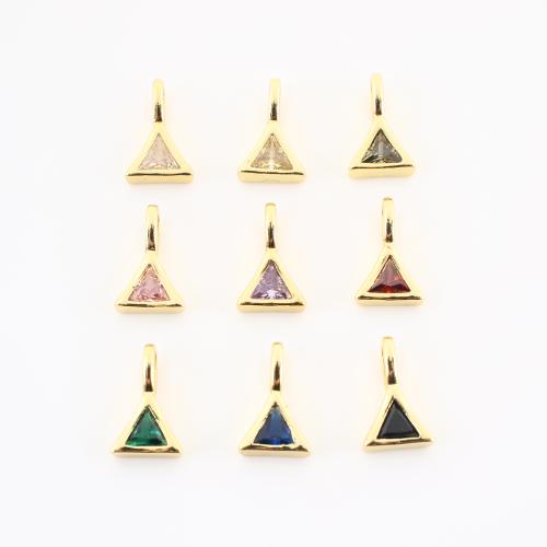 Cubique Pendentif en laiton zircon pavent, triangle, Placage de couleur d'or, DIY & pavé de micro zircon, plus de couleurs à choisir, 11x7x4mm, Vendu par PC