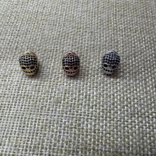 Separadores de Metal, Calavera, chapado, Bricolaje & micro arcilla de zirconia cúbica, más colores para la opción, 9x11x11mm, agujero:aproximado 2mm, 10PCs/Grupo, Vendido por Grupo