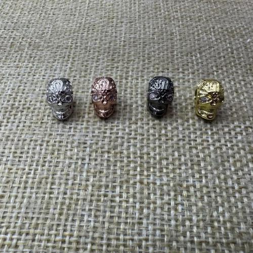 Separadores de Metal, Calavera, chapado, Bricolaje & micro arcilla de zirconia cúbica, más colores para la opción, 12.50x7.80x9.30mm, agujero:aproximado 3mm, 10PCs/Grupo, Vendido por Grupo