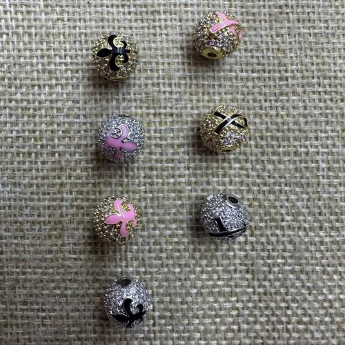 Separadores de Metal, Esférico, chapado, Bricolaje & micro arcilla de zirconia cúbica & esmalte, más colores para la opción, 10mm, agujero:aproximado 2mm, 10PCs/Grupo, Vendido por Grupo