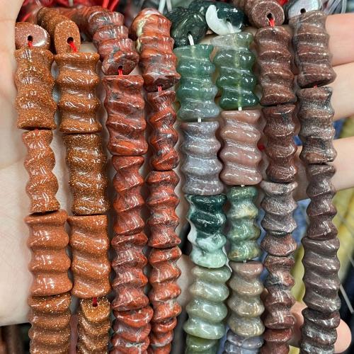 Perles bijoux en pierres gemmes, pierre gemme, bambou, poli, DIY & différents matériaux pour le choix & spirale, 10x20mm, Vendu par Environ 38 cm brin