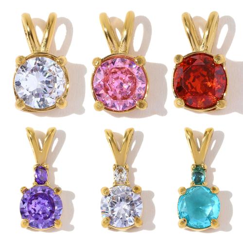 Bijoux pendentifs en acier inoxydable , Acier inoxydable 304, Placage de couleur d'or, DIY & pavé de micro zircon, plus de couleurs à choisir, 3PC/sac, Vendu par sac