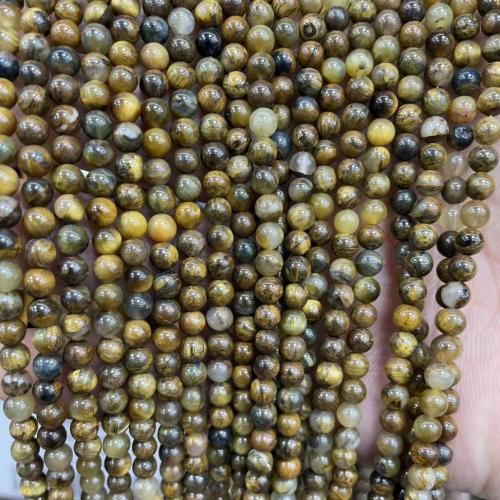 Perles bijoux en pierres gemmes, Pietersite Pietersite, Rond, poli, DIY & normes différentes pour le choix, Jaune, Vendu par Environ 38 cm brin