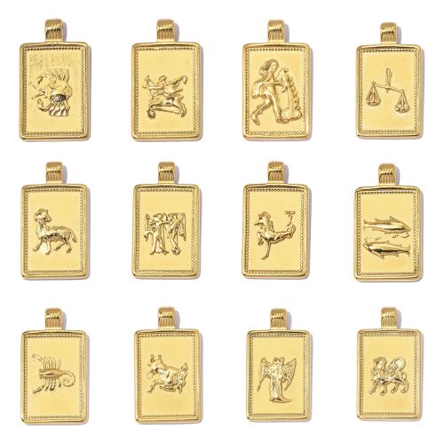 Edelstahl-Konstellation -Anhänger, 304 Edelstahl, 12 Zeichen des Sternzeichens, goldfarben plattiert, DIY & verschiedene Stile für Wahl, 14x25mm, 3PCs/Tasche, verkauft von Tasche