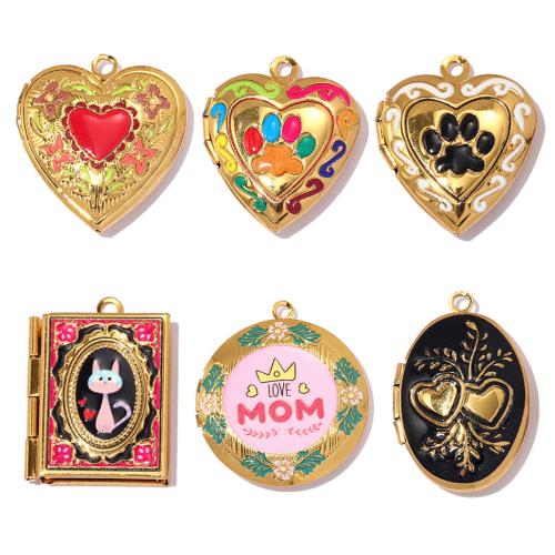 Bijoux pendentifs en acier inoxydable , Acier inoxydable 304, Placage de couleur d'or, DIY & styles différents pour le choix & émail, 3PC/sac, Vendu par sac