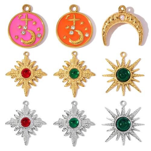 Bijoux pendentifs en acier inoxydable , Acier inoxydable 304, Irrégulière, DIY & styles différents pour le choix & émail & avec strass, plus de couleurs à choisir, 3PC/sac, Vendu par sac