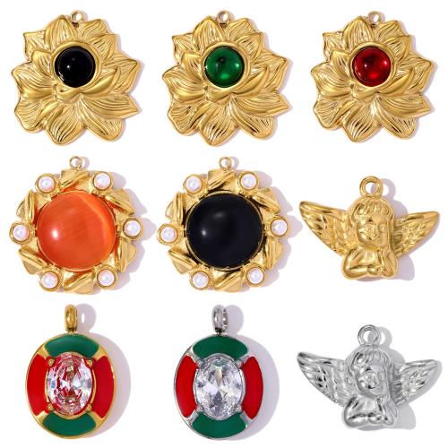 Bijoux pendentifs en acier inoxydable , Acier inoxydable 304, Irrégulière, DIY & styles différents pour le choix & émail & avec strass, plus de couleurs à choisir, 3PC/sac, Vendu par sac