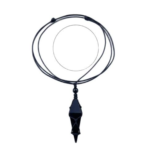 Obsidiana collar, con Cuero de PU, Patrón Geométrico, Joyería & unisexo, Vendido por UD