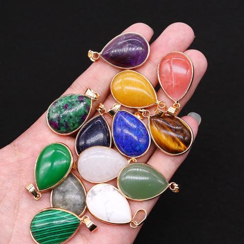 Gemstone Pendants Jewelry, Teardrop, plated, DIY & different materials for choice, 20x30mm, Sold By PC