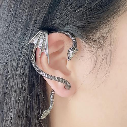 Acier inoxydable 304 Enveloppement de boucle d’oreille, dragon, poli, Vintage & unisexe & styles différents pour le choix, couleur originale, earring size 30-60mm, Vendu par PC