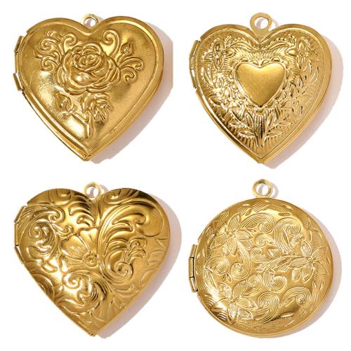 Zinklegierung Medaillon Anhänger, 304 Edelstahl, goldfarben plattiert, DIY & verschiedene Stile für Wahl, 3PCs/Tasche, verkauft von Tasche